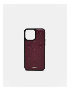 Mimco Mim-gram Phone Case For Iphone 13 Pro Max In Rich Berry