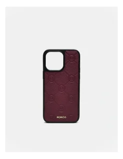Mimco Mim-gram Phone Case For Iphone 14 Pro Max In Rich Berry
